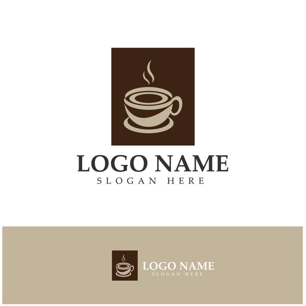 Progettazione dell'illustrazione dell'icona di vettore del modello di logo della tazza di caffè