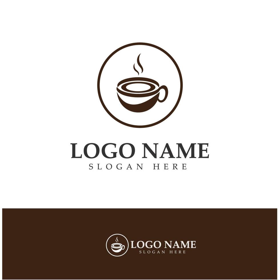 Progettazione dell'illustrazione dell'icona di vettore del modello di logo della tazza di caffè