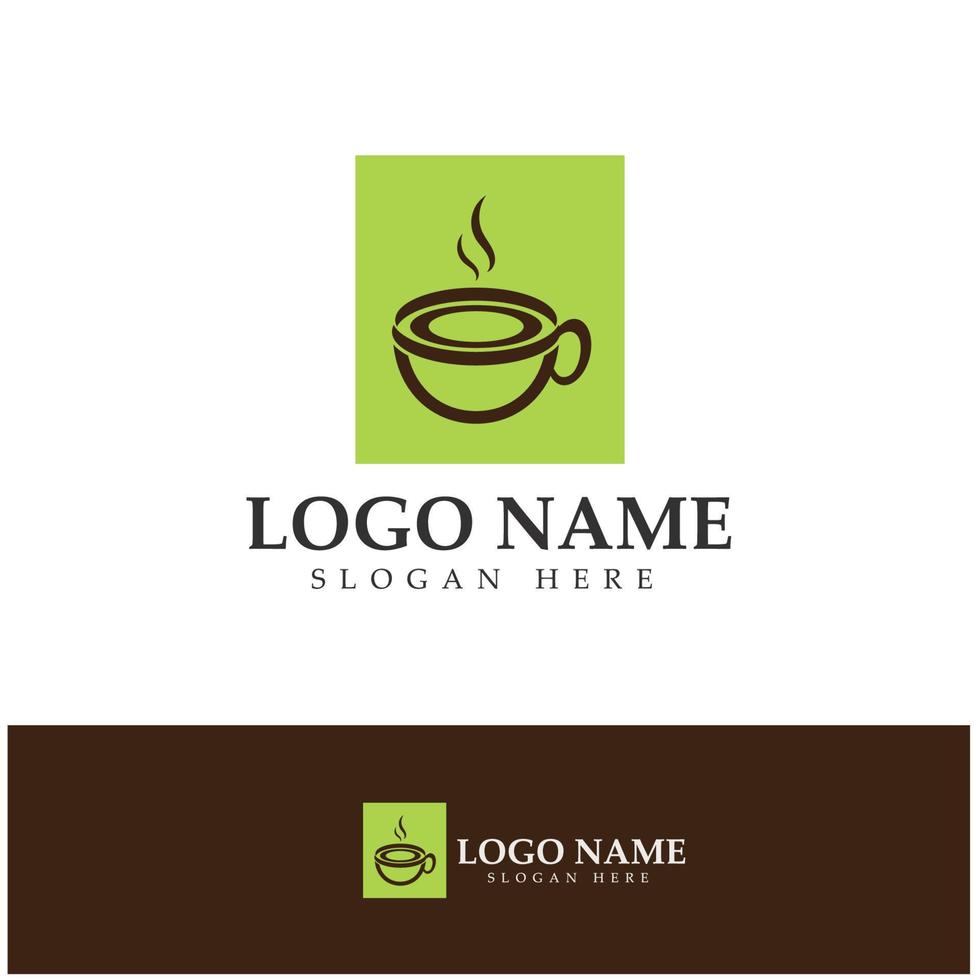 Progettazione dell'illustrazione dell'icona di vettore del modello di logo della tazza di caffè