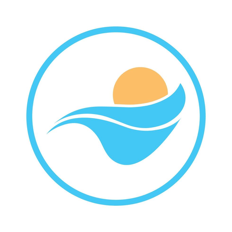 logo delle onde del sole e del mare, onde della spiaggia, concetto moderno minimalista e semplice con vettore di illustrazione del modello di progettazione di colori piatti