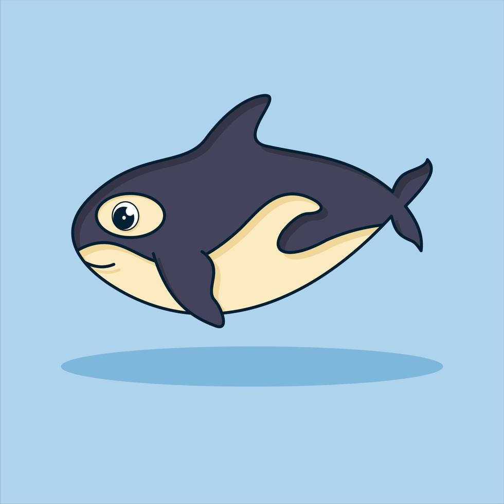 illustrazione sveglia dell'icona di vettore della balena. stile cartone animato piatto. concetto di icona della natura animale