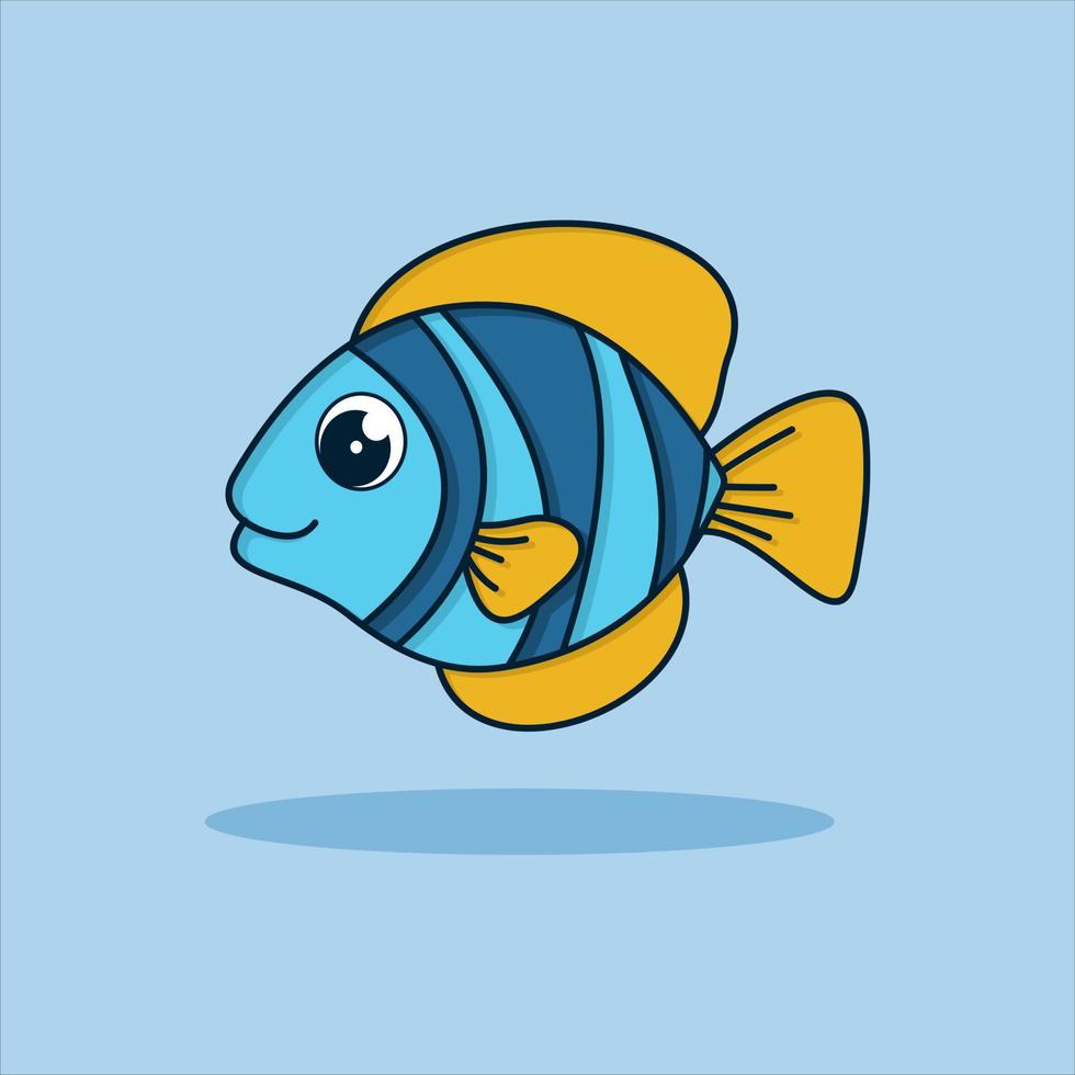 illustrazione dell'icona di vettore di pesce carino. stile cartone animato piatto. concetto di icona della natura animale
