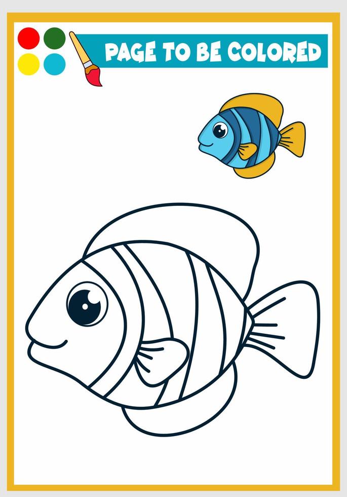 libro da colorare per bambini. pesce vettore