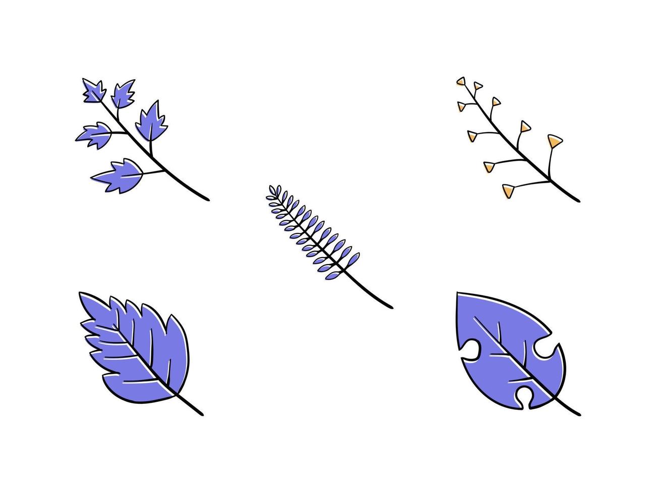 collezione di illustrazioni di foglie disegnate a mano vettore