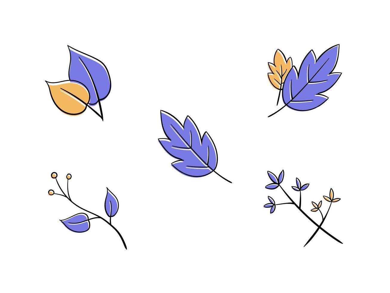 collezione di illustrazioni di foglie disegnate a mano vettore