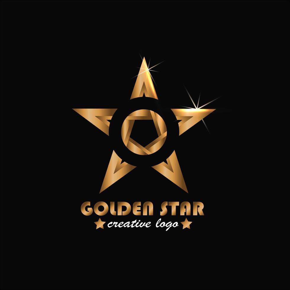 logo stella d'oro, disegnato con un cerchio come una palla, ideale per loghi sportivi, aziende, marchi, ecc vettore