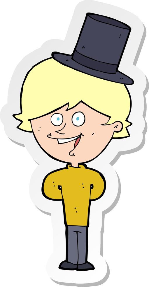adesivo di un uomo cartone animato che indossa il cappello a cilindro vettore
