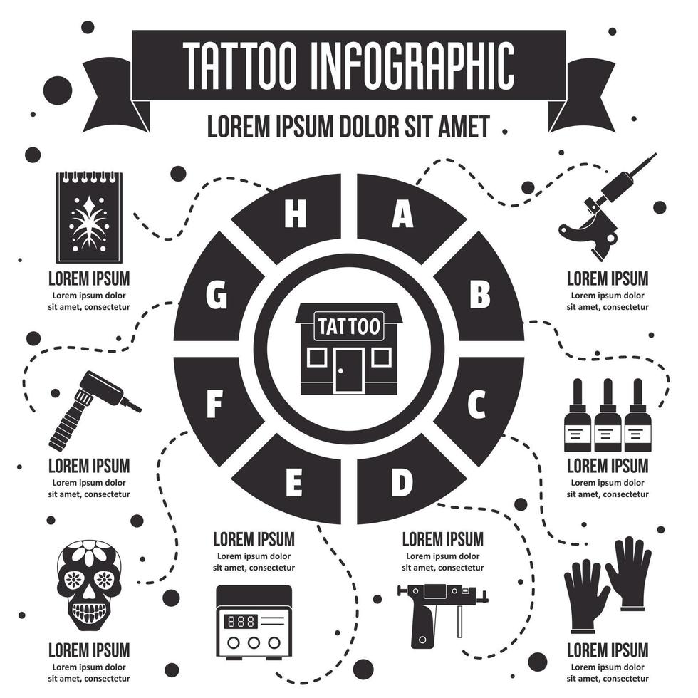 infografica tatuaggio, stile semplice vettore