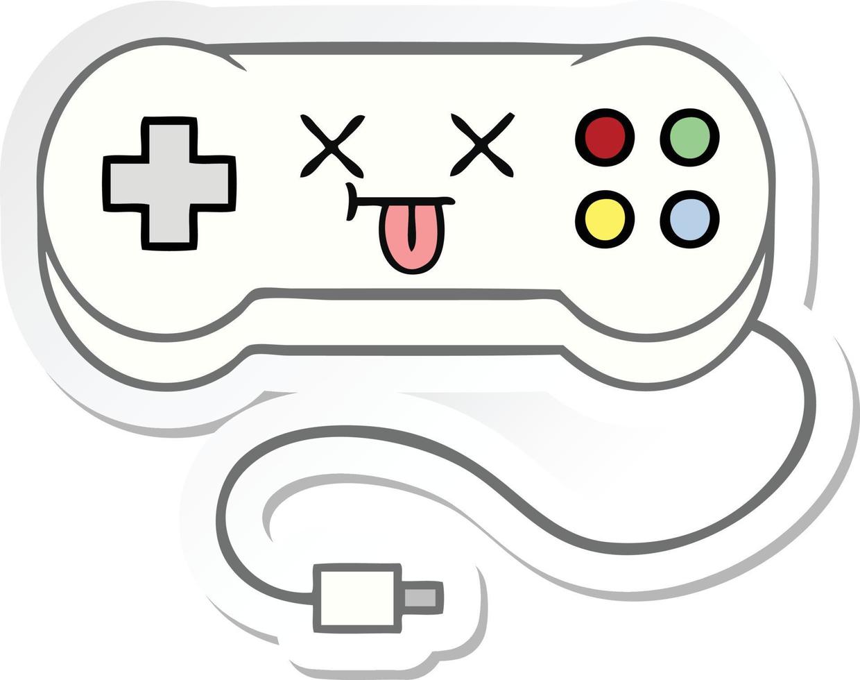 adesivo di un simpatico controller di gioco cartone animato vettore