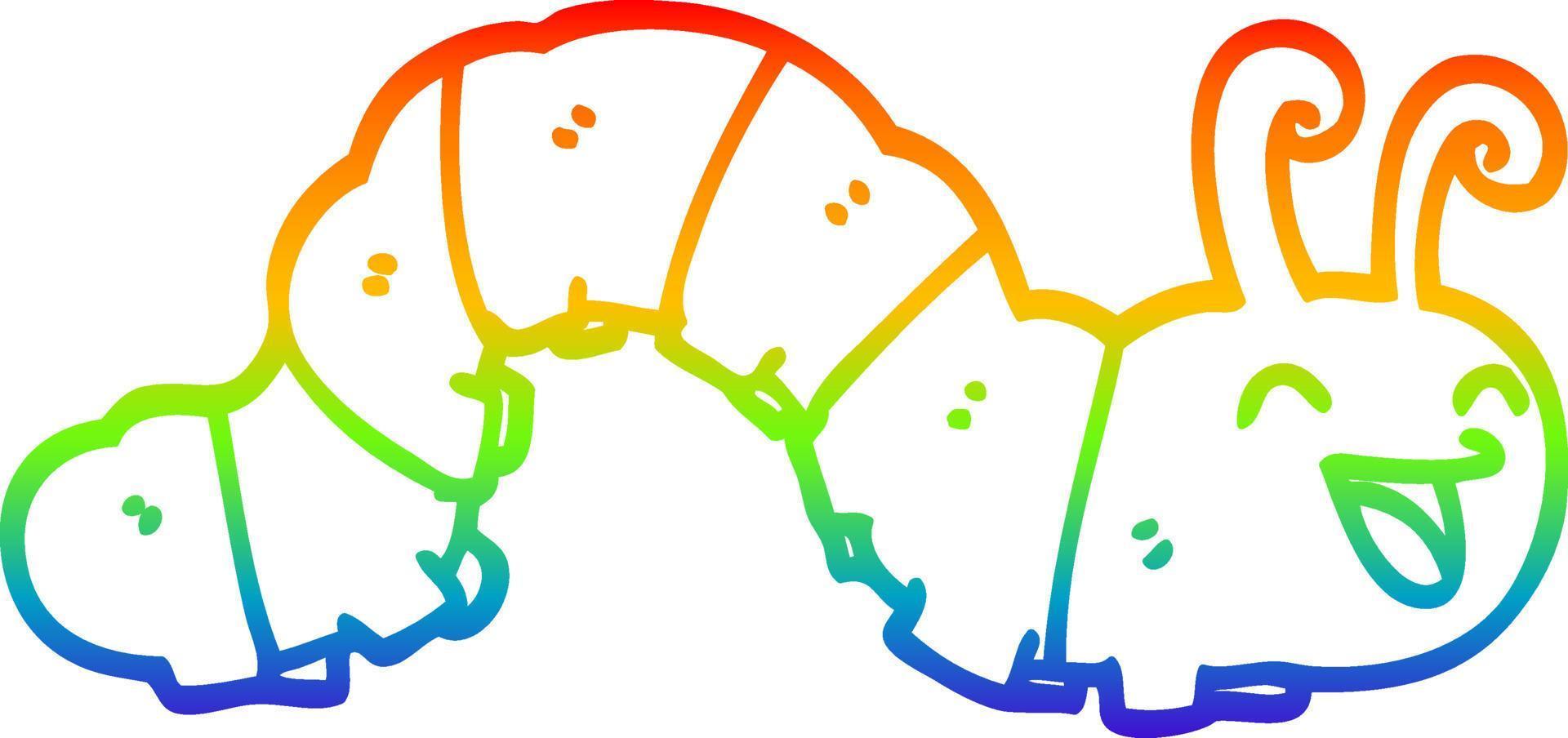 arcobaleno gradiente di disegno bruco simpatico cartone animato vettore