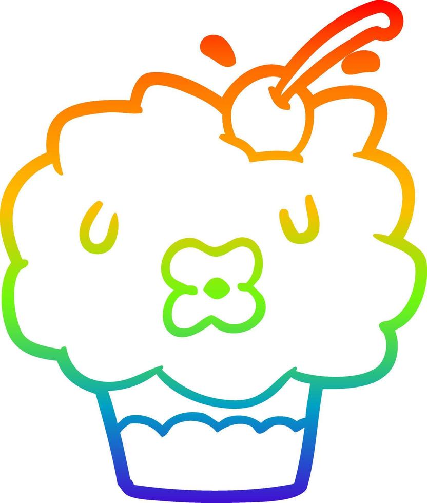 arcobaleno sfumato disegno cupcake divertente vettore