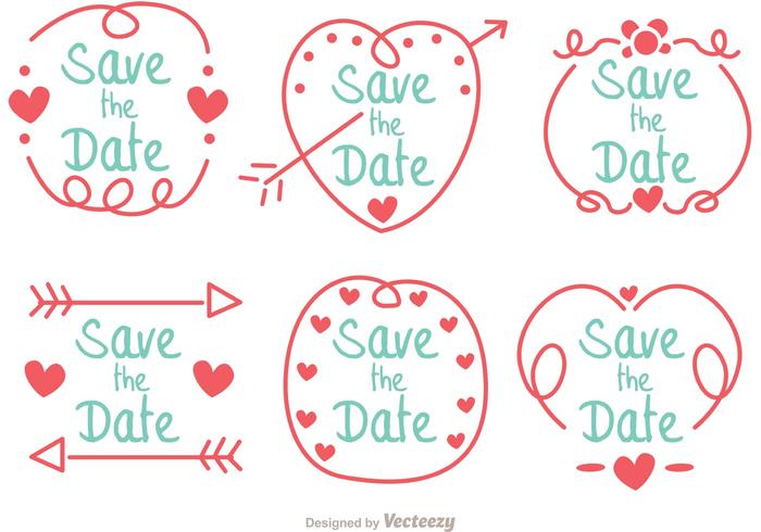 Hand Drawn Save The Date Pack di vettore