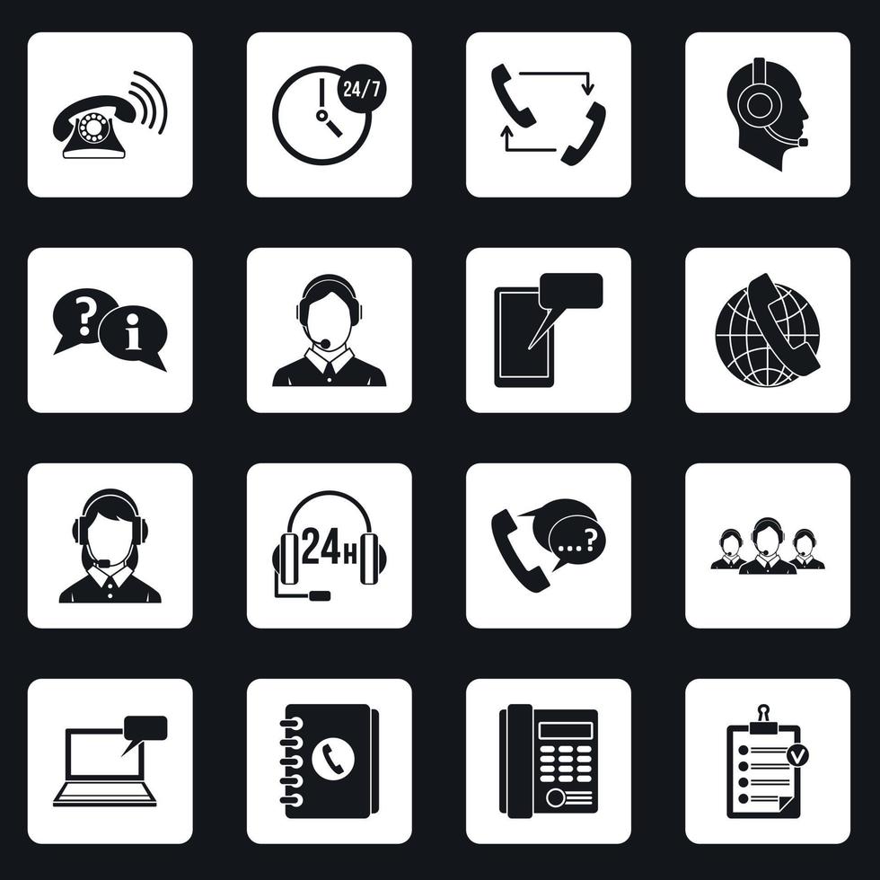 simboli del call center set di icone vettoriali quadrati