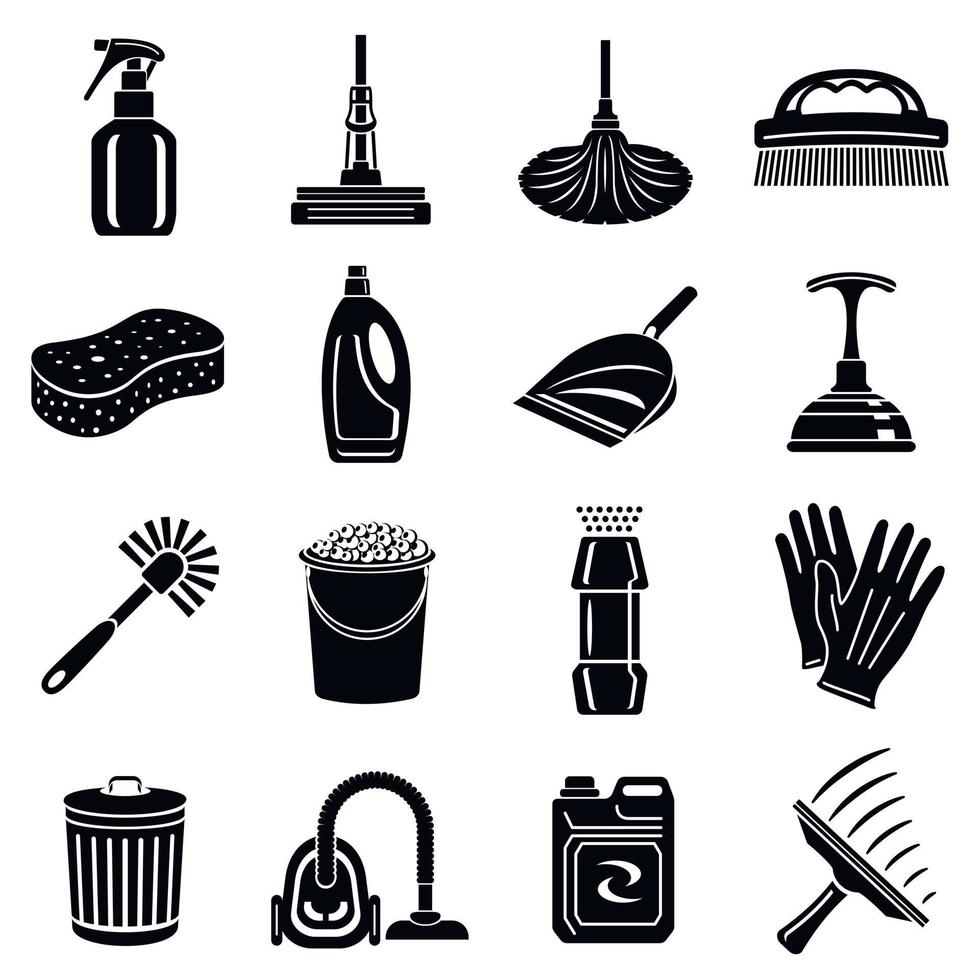 set di icone di pulizia, stile semplice vettore