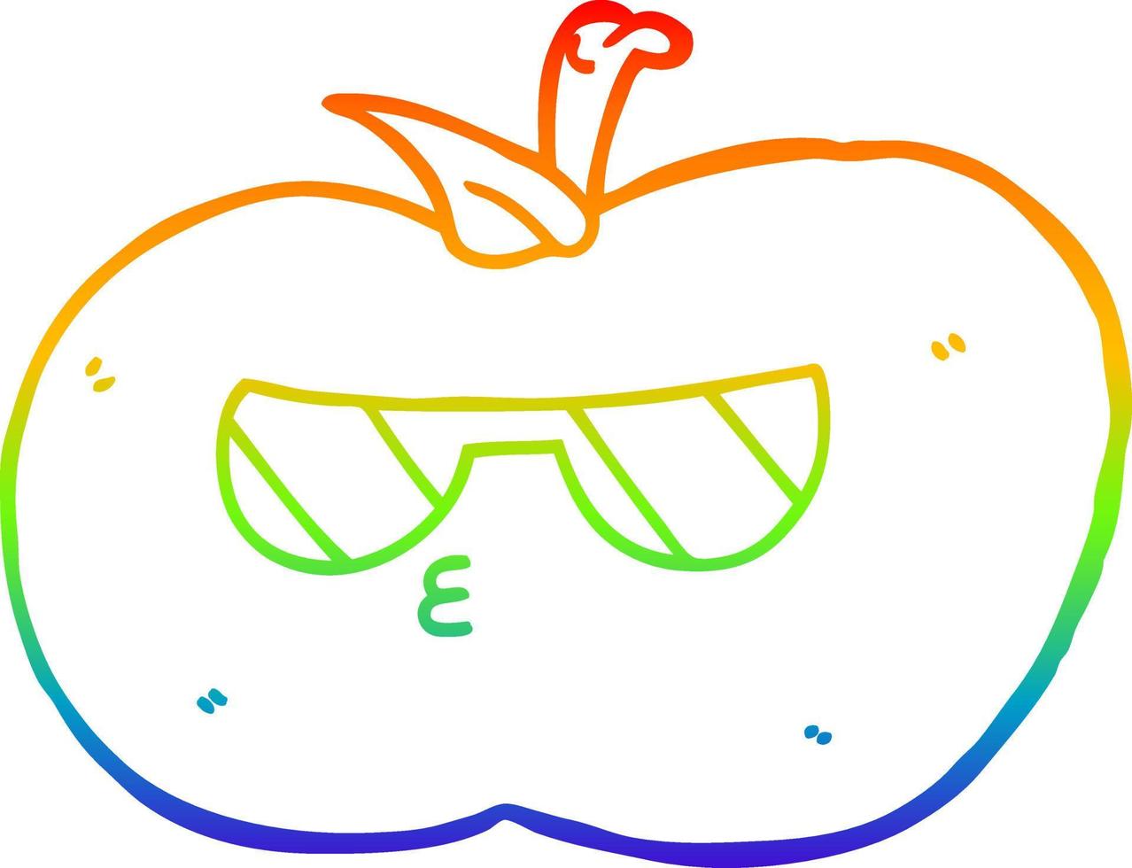 arcobaleno gradiente di disegno a tratteggio cartone animato mela fresca vettore