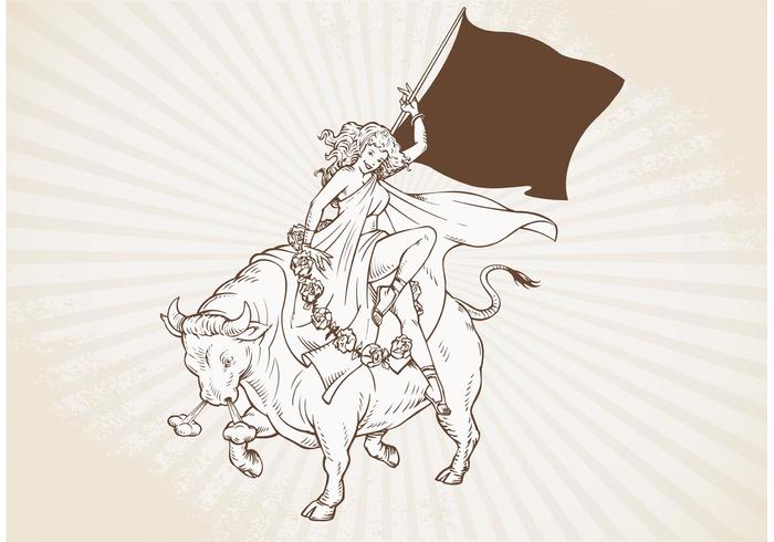 Vettore di toro di ricarica disegnato a mano d'epoca gratuito