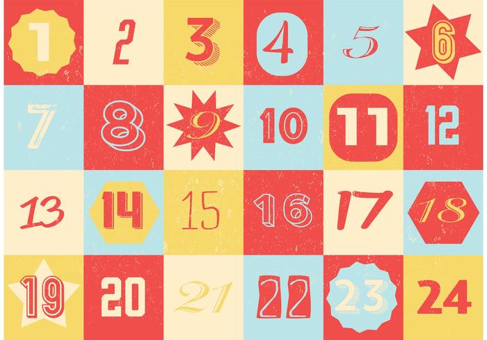 Retro calendario dell'Avvento vettore