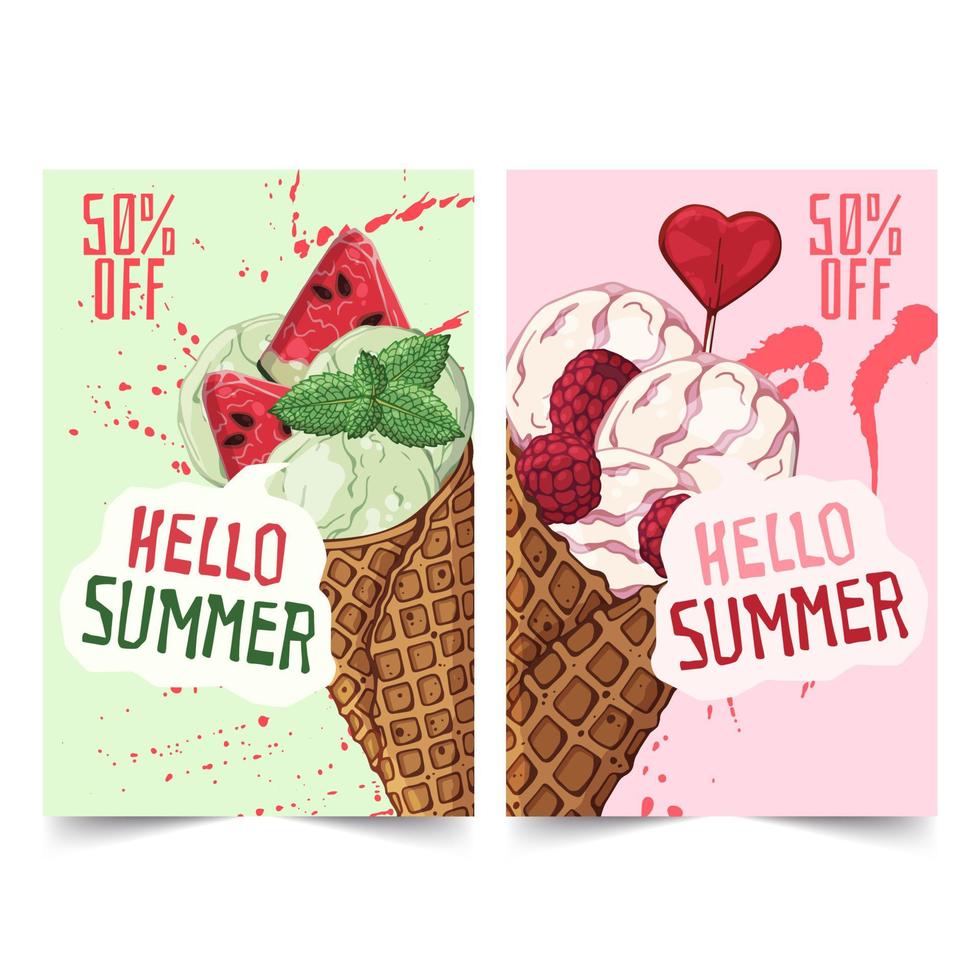 vettore di banner gelato disegnato a mano.