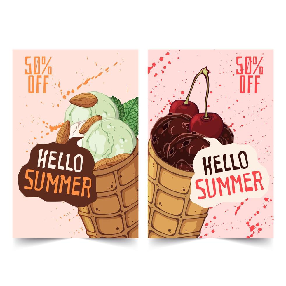 vettore di banner gelato disegnato a mano.