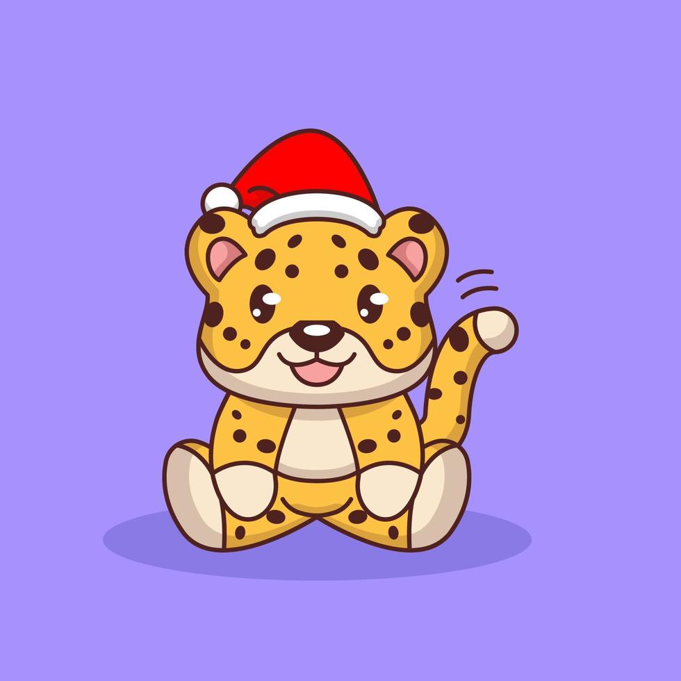 mascotte del leopardo di natale vettore