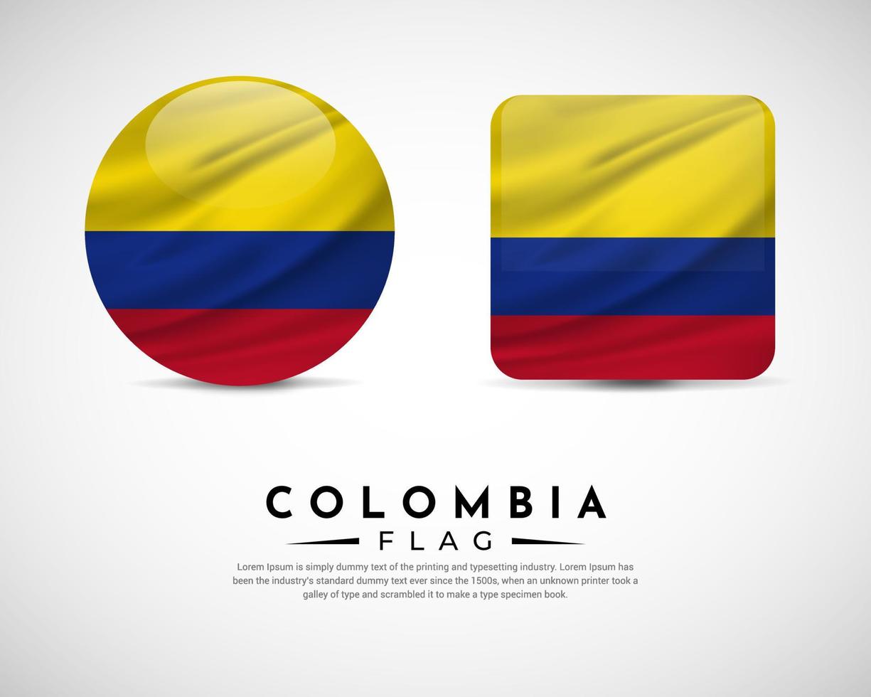 vettore realistico dell'icona della bandiera della Colombia. set di vettore dell'emblema della bandiera della Colombia