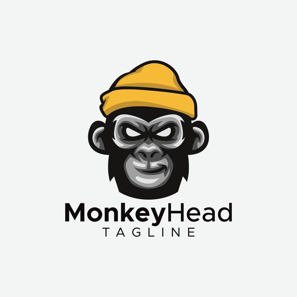 design del logo della testa di scimmia vettore