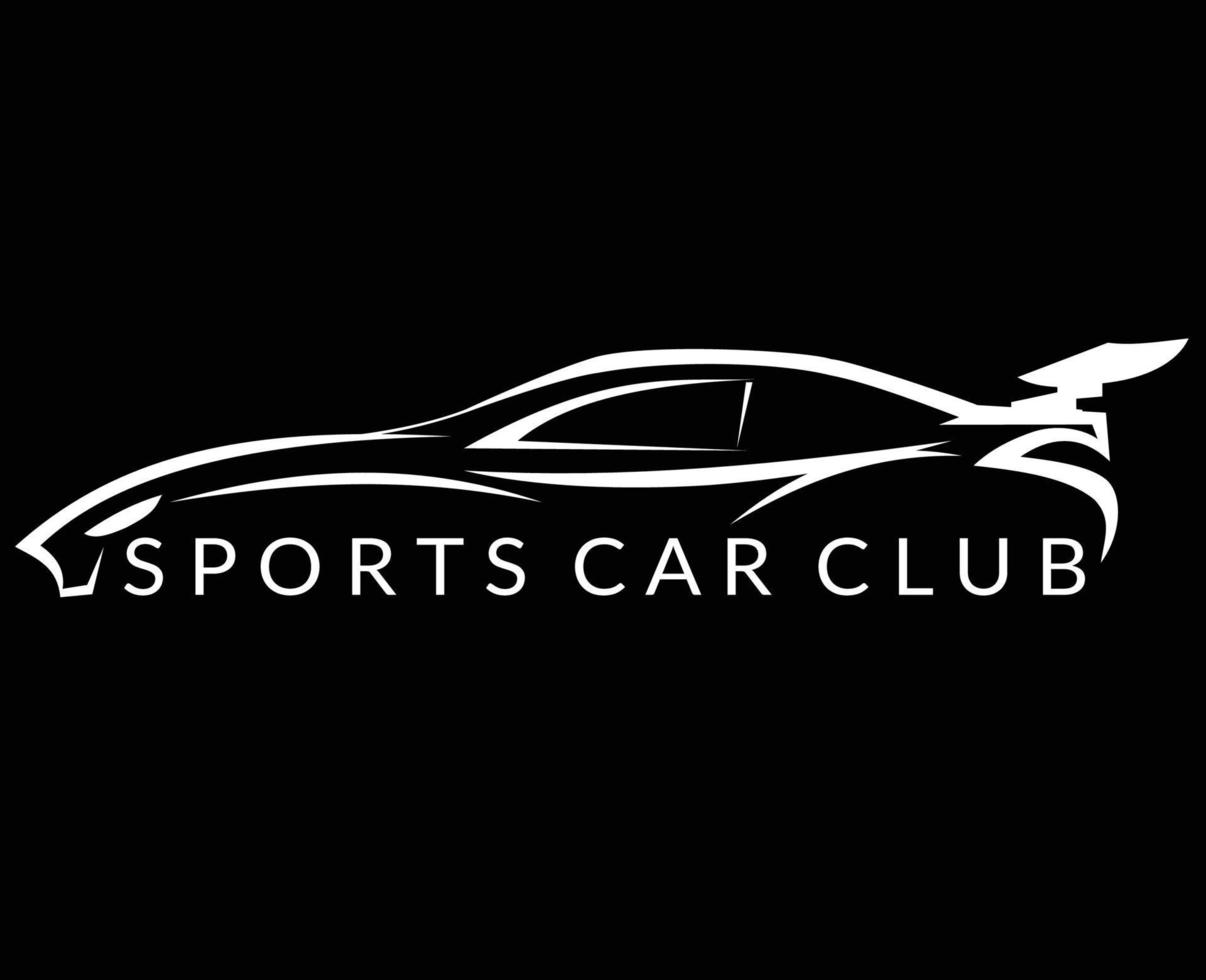 logo silhouette auto sportiva per club di auto sportive e attività di noleggio auto, attività di autolavaggio vettore