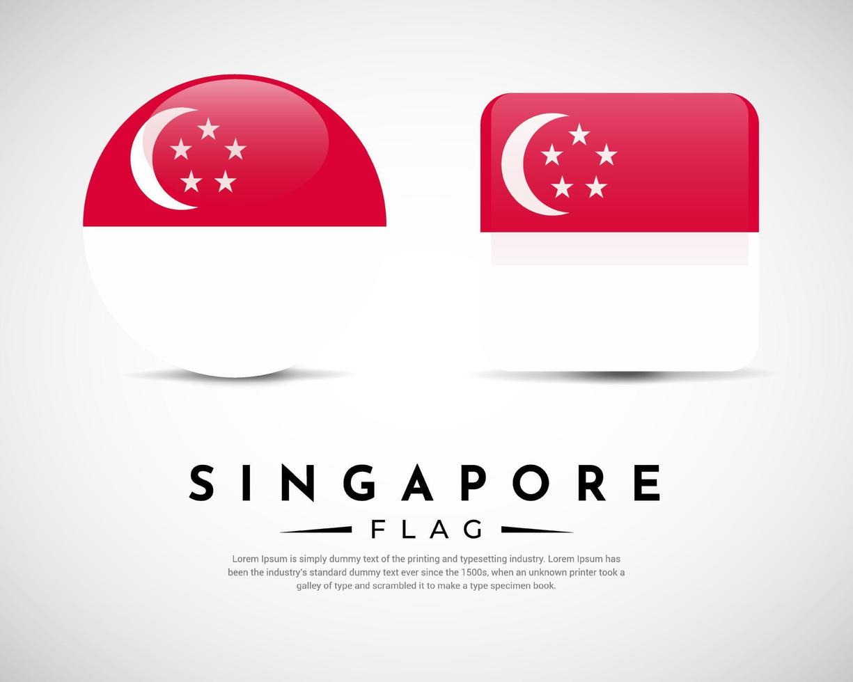 vettore realistico dell'icona della bandiera di Singapore. set di vettore emblema bandiera singapore