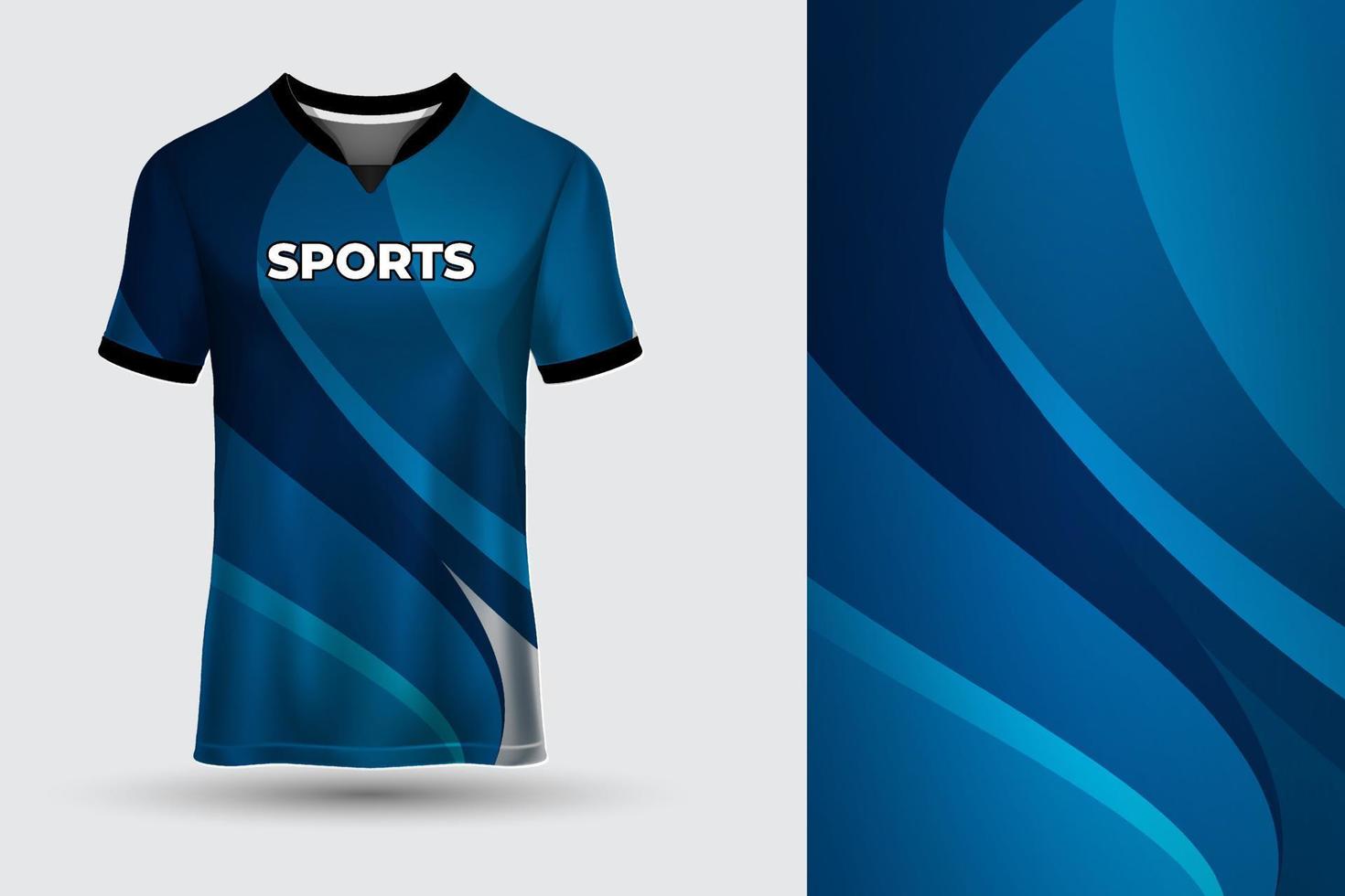 maglietta sportiva blu ondulata astratta adatta per corse, calcio, giochi, motocross, giochi, ciclismo. vettore