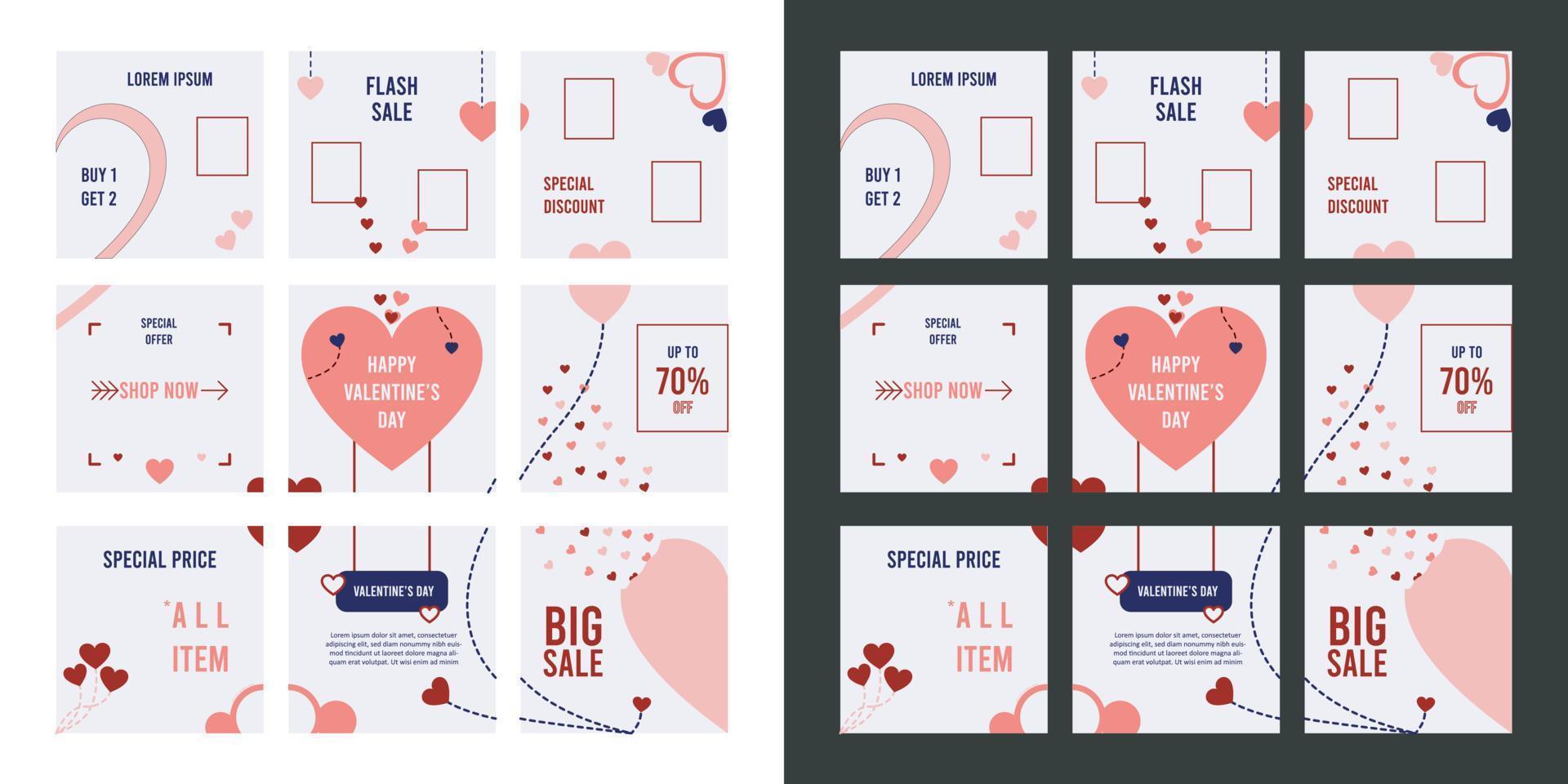 design del modello di social media per San Valentino vettore