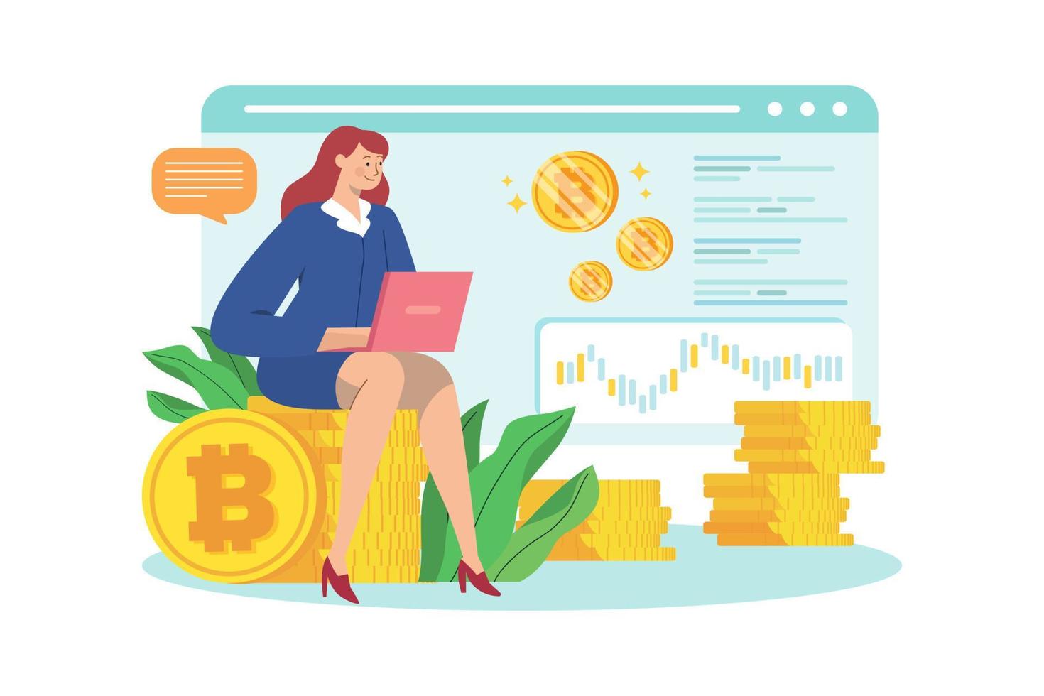 donne d'affari che investono in bitcoin vettore