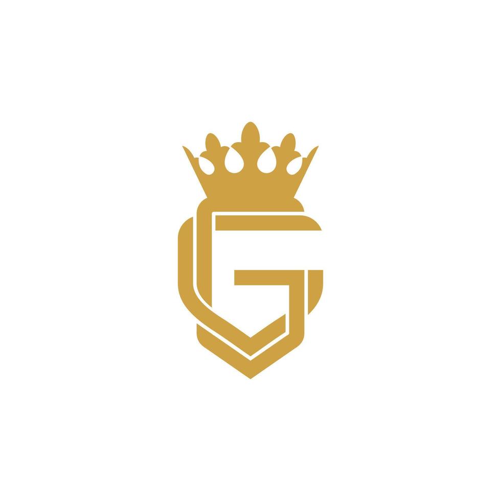lettera iniziale g o gg logo vettoriale design con logo corona.