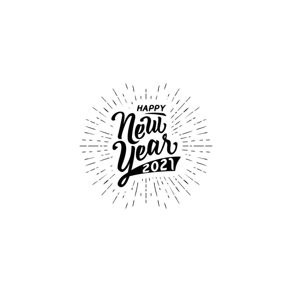 felice anno nuovo 2021. illustrazione vettoriale di vacanza con composizione di lettere e burst.