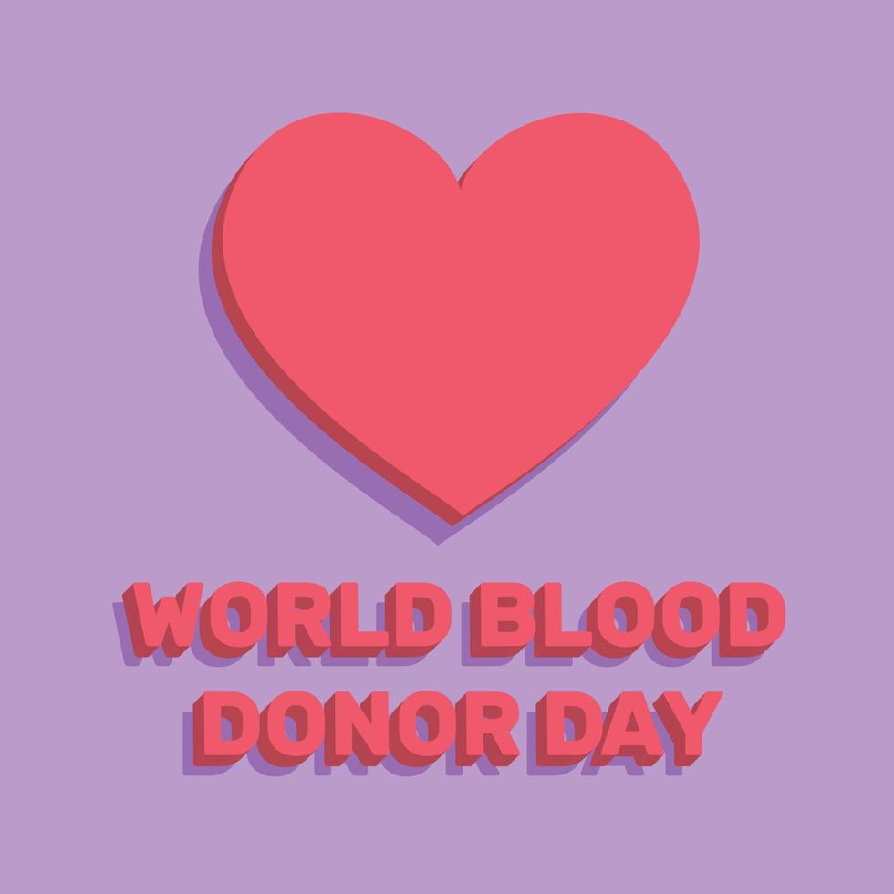 Giornata mondiale del donatore di sangue 3d in stile cartone animato minimo vettore