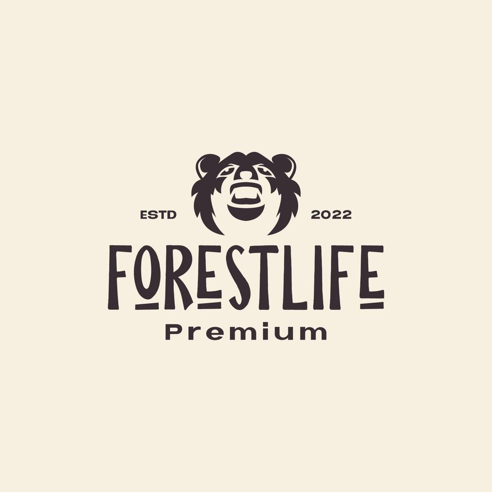 testa animale foresta ruggito hipster logo design grafico vettoriale simbolo icona illustrazione idea creativa