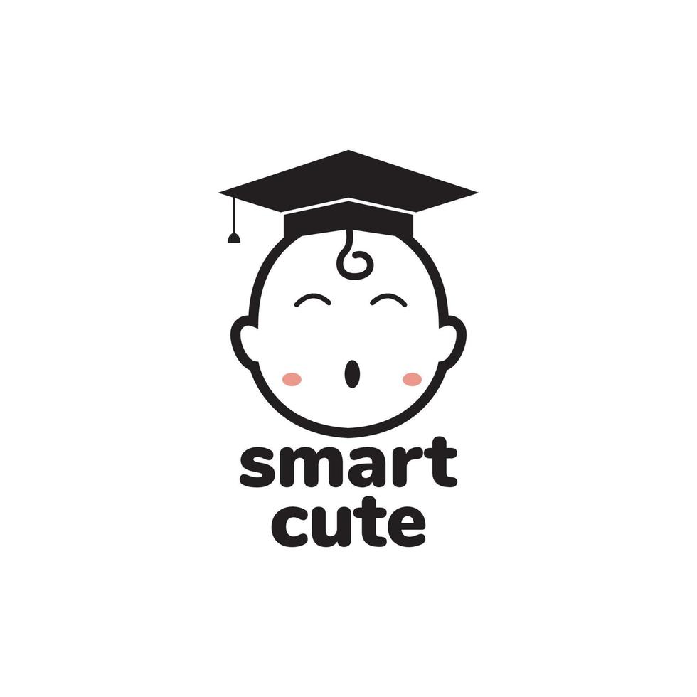 bambino intelligente con cappuccio abito logo design grafico vettoriale simbolo icona illustrazione idea creativa