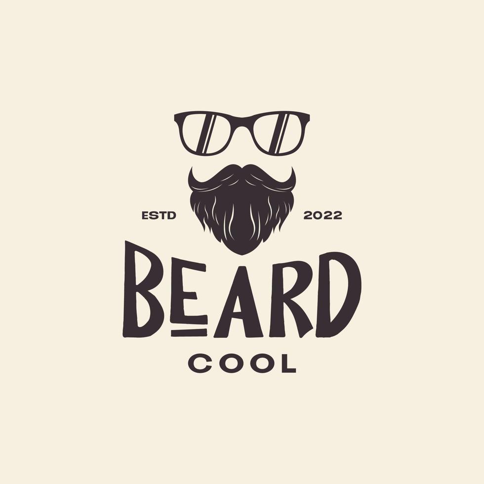 uomo cool vintage con barba e occhiali da sole logo design grafico vettoriale icona simbolo illustrazione idea creativa