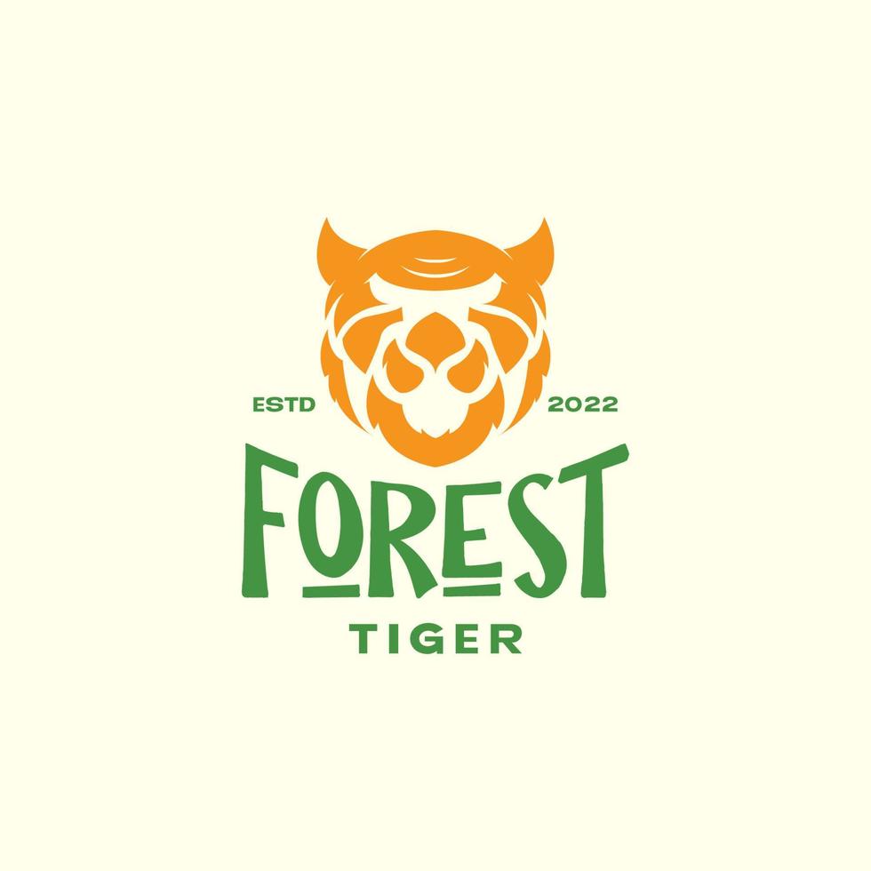 vintage testa colorata tigre semplice logo design grafico vettoriale simbolo icona illustrazione idea creativa
