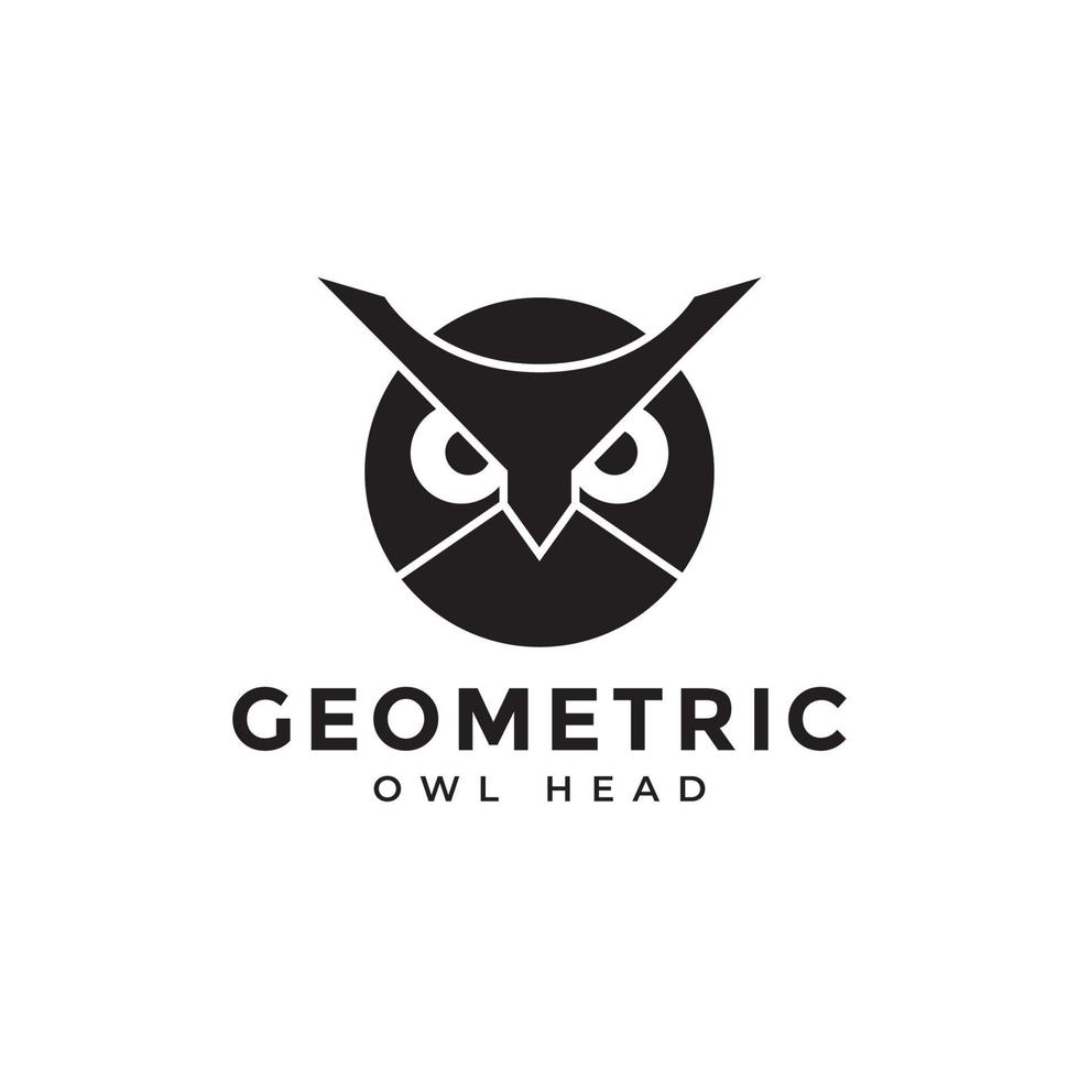testa nero geometrico semplice gufo logo design grafico vettoriale simbolo icona illustrazione idea creativa