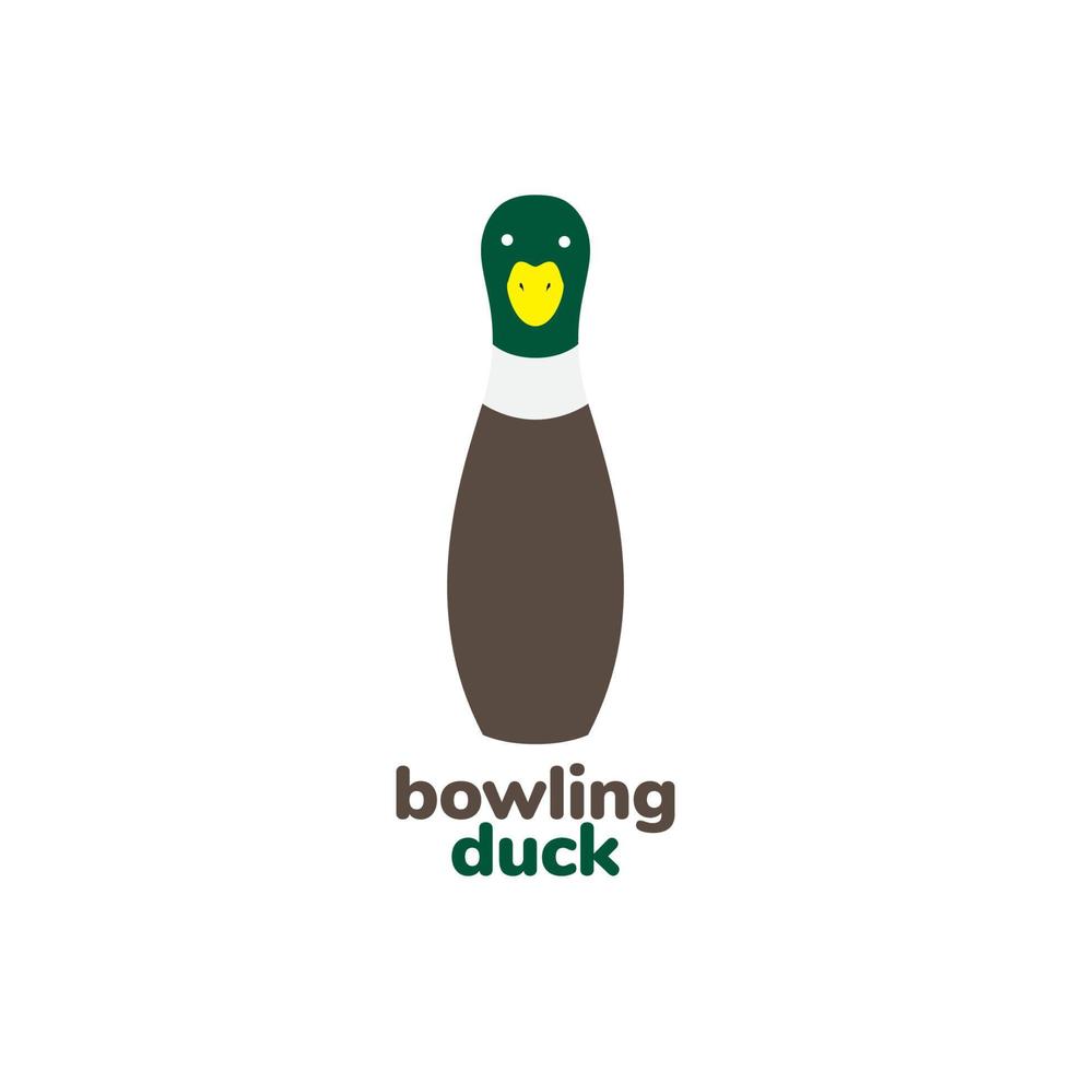 pin bowling con anatra carino logo design vettore grafico simbolo icona illustrazione idea creativa