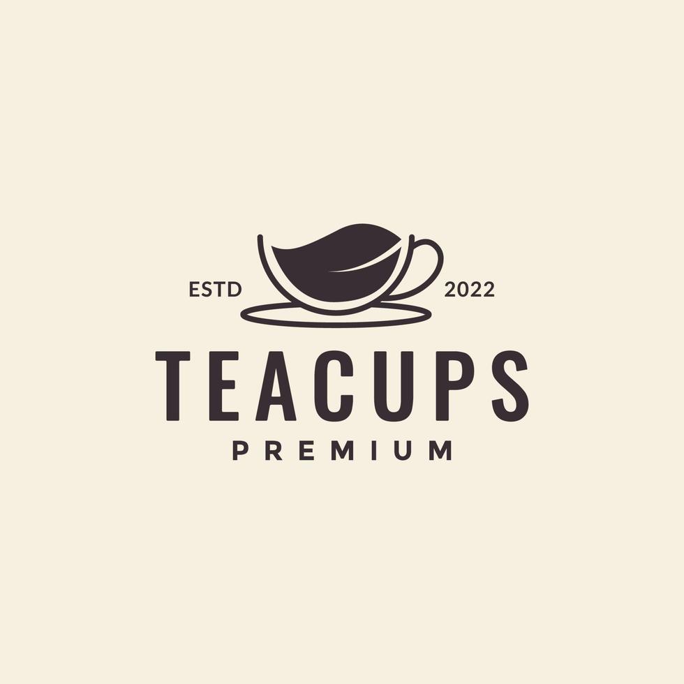 tazza hipster con tè in foglia logo design grafico vettoriale icona simbolo illustrazione idea creativa