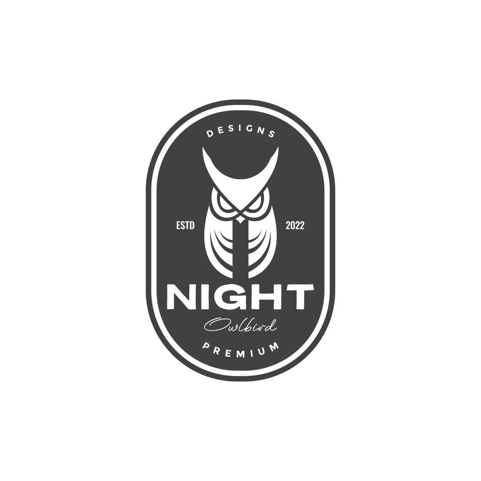 gufo notte minimal badge logo design vettore grafico simbolo icona illustrazione idea creativa