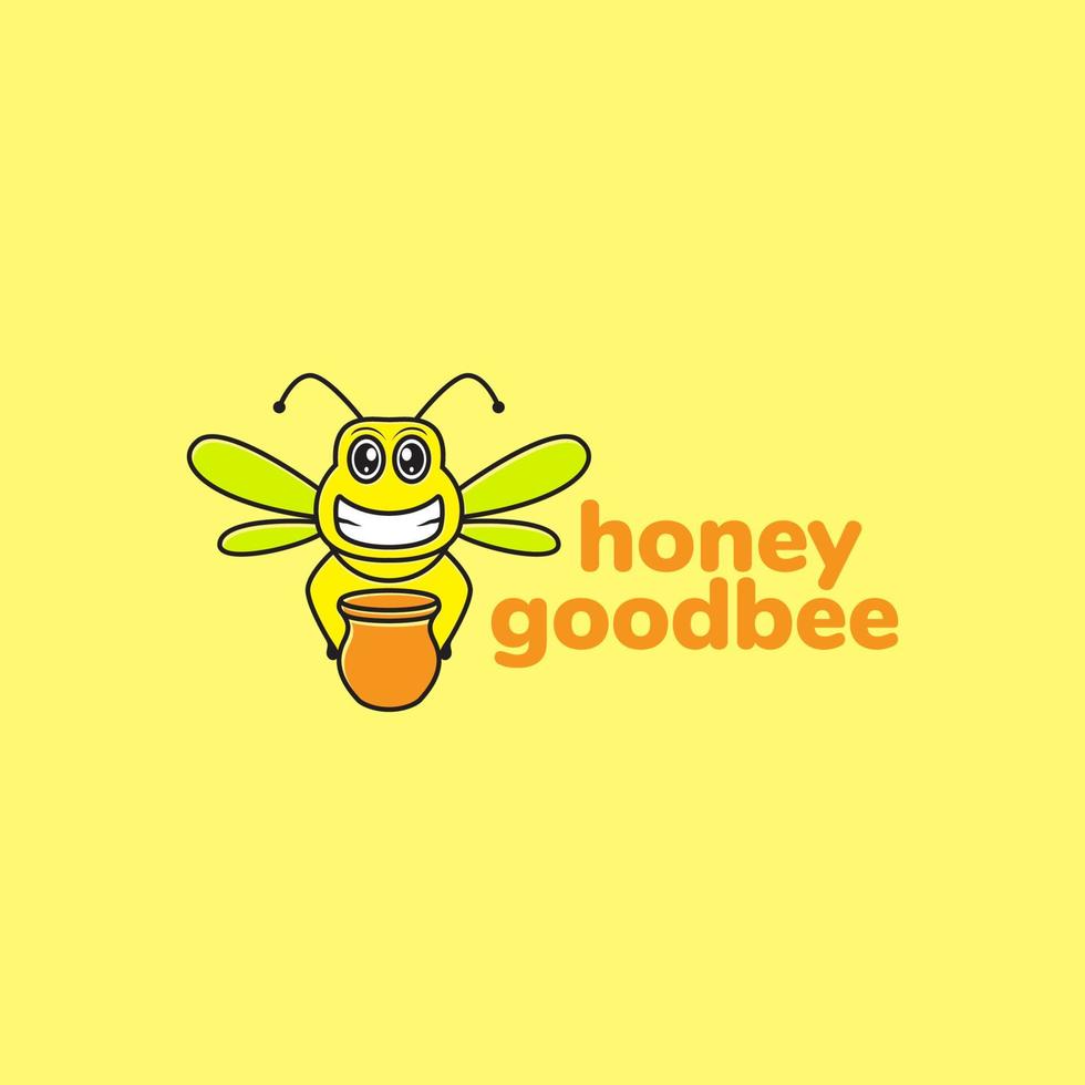 cartone animato colorato carino ape tenere vaso logo design vettore grafico simbolo icona illustrazione idea creativa