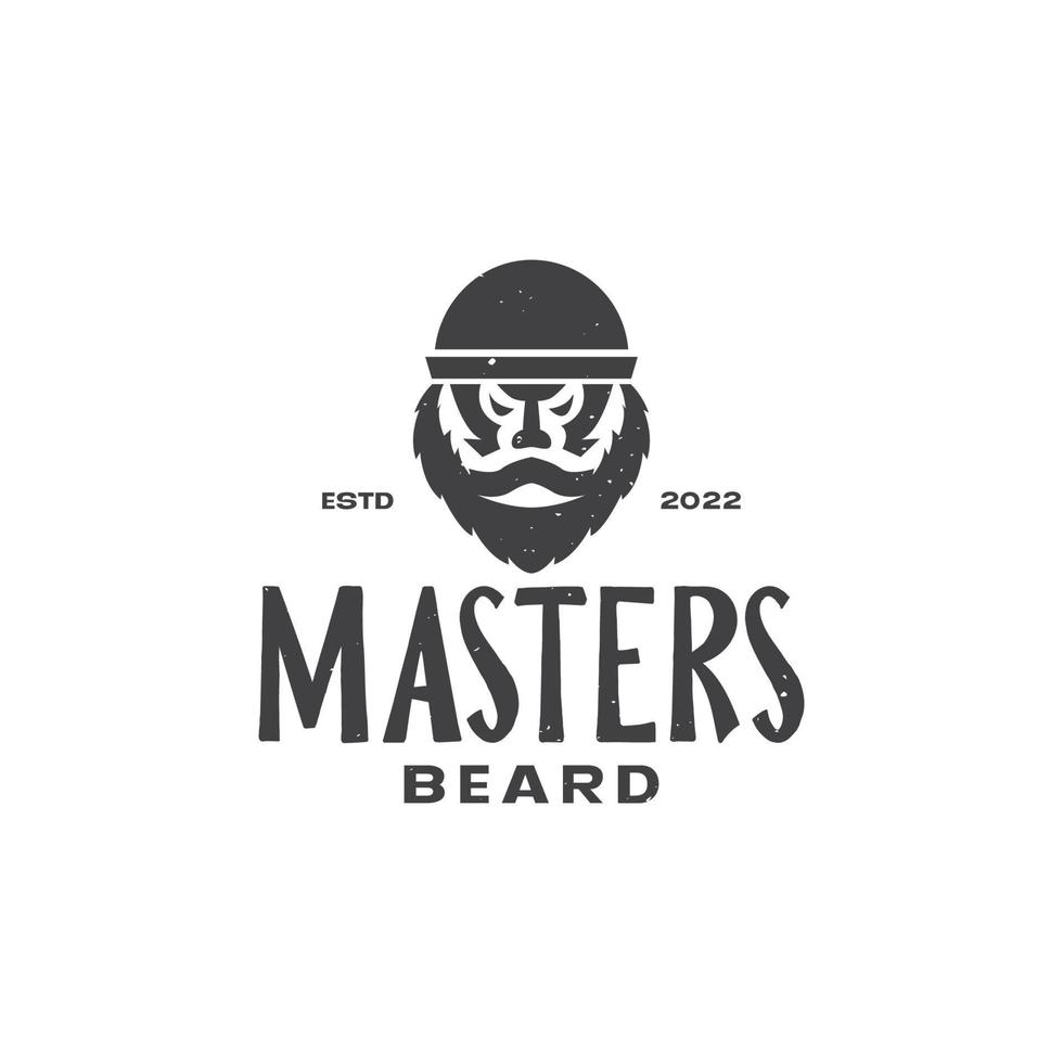 uomo con barba spessa hipster logo design vettore grafico simbolo icona illustrazione idea creativa