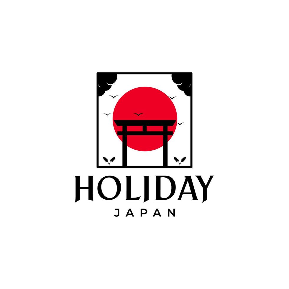 cornice con torii japan logo rosso disegno vettoriale simbolo grafico icona illustrazione idea creativa