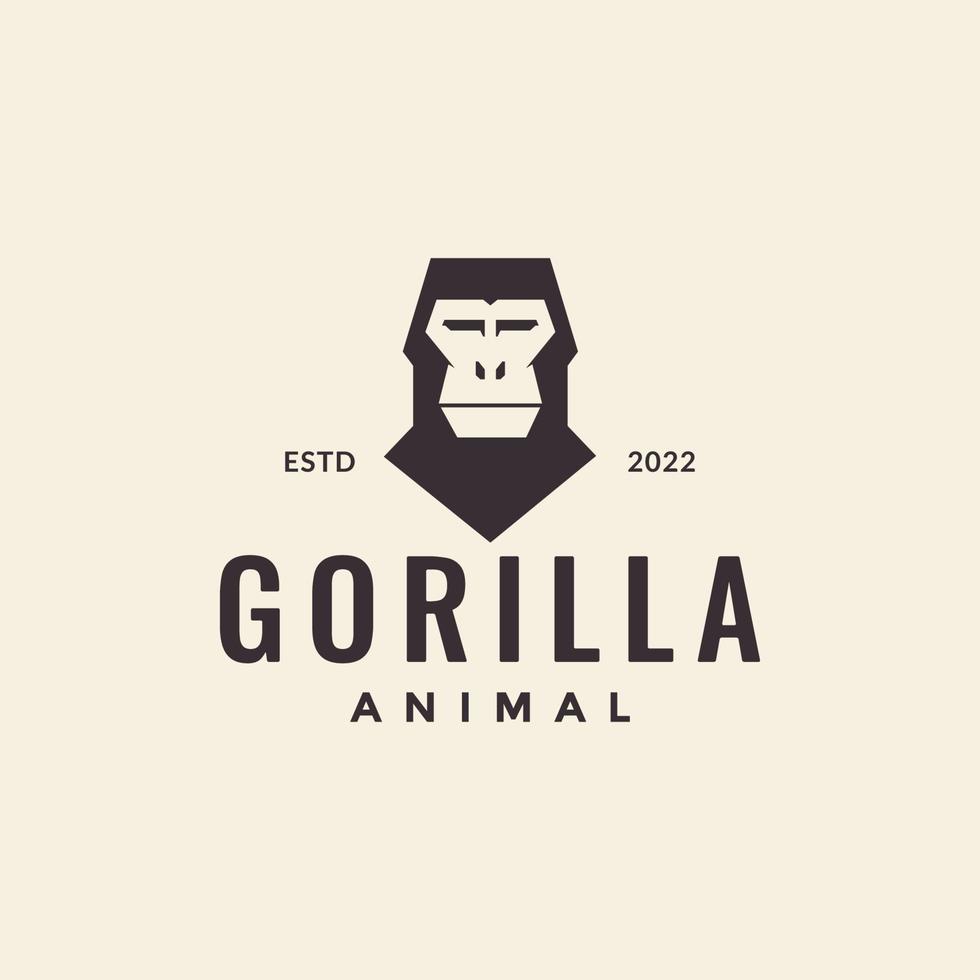 semplice testa hipster gorilla logo design grafico vettoriale simbolo icona illustrazione idea creativa