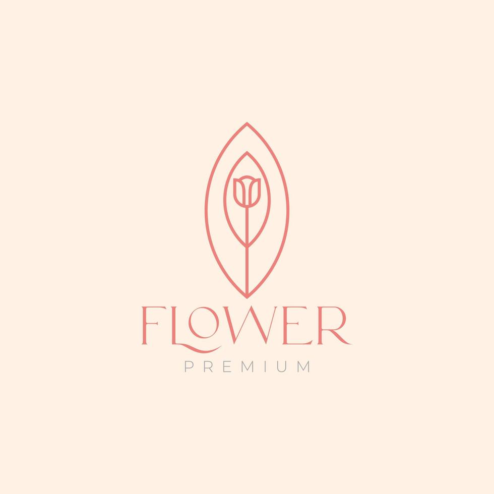 lusso femminile fiore rosa linea foglia logo design vettore grafico simbolo icona illustrazione idea creativa