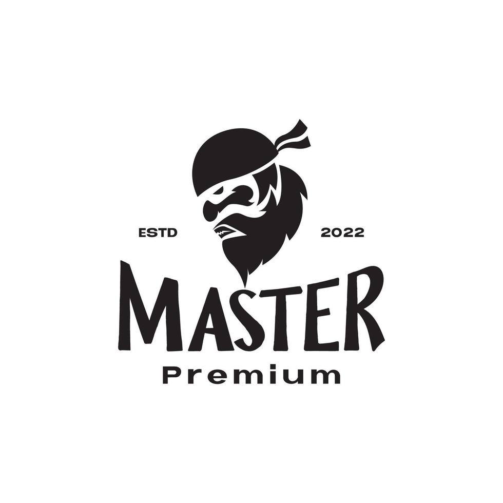 capo maestro barba ninja logo design grafico vettoriale simbolo icona illustrazione idea creativa