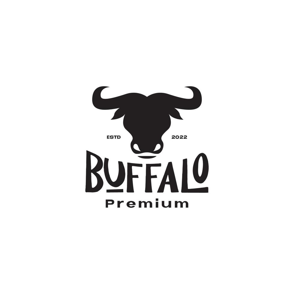 testa piatta isolata nero bufalo logo vintage design grafico vettoriale simbolo icona illustrazione idea creativa