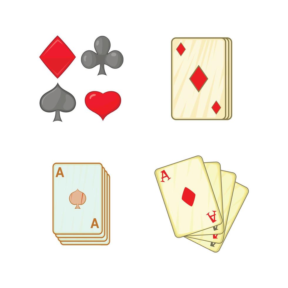 segno set di icone di carte da gioco, stile cartone animato vettore
